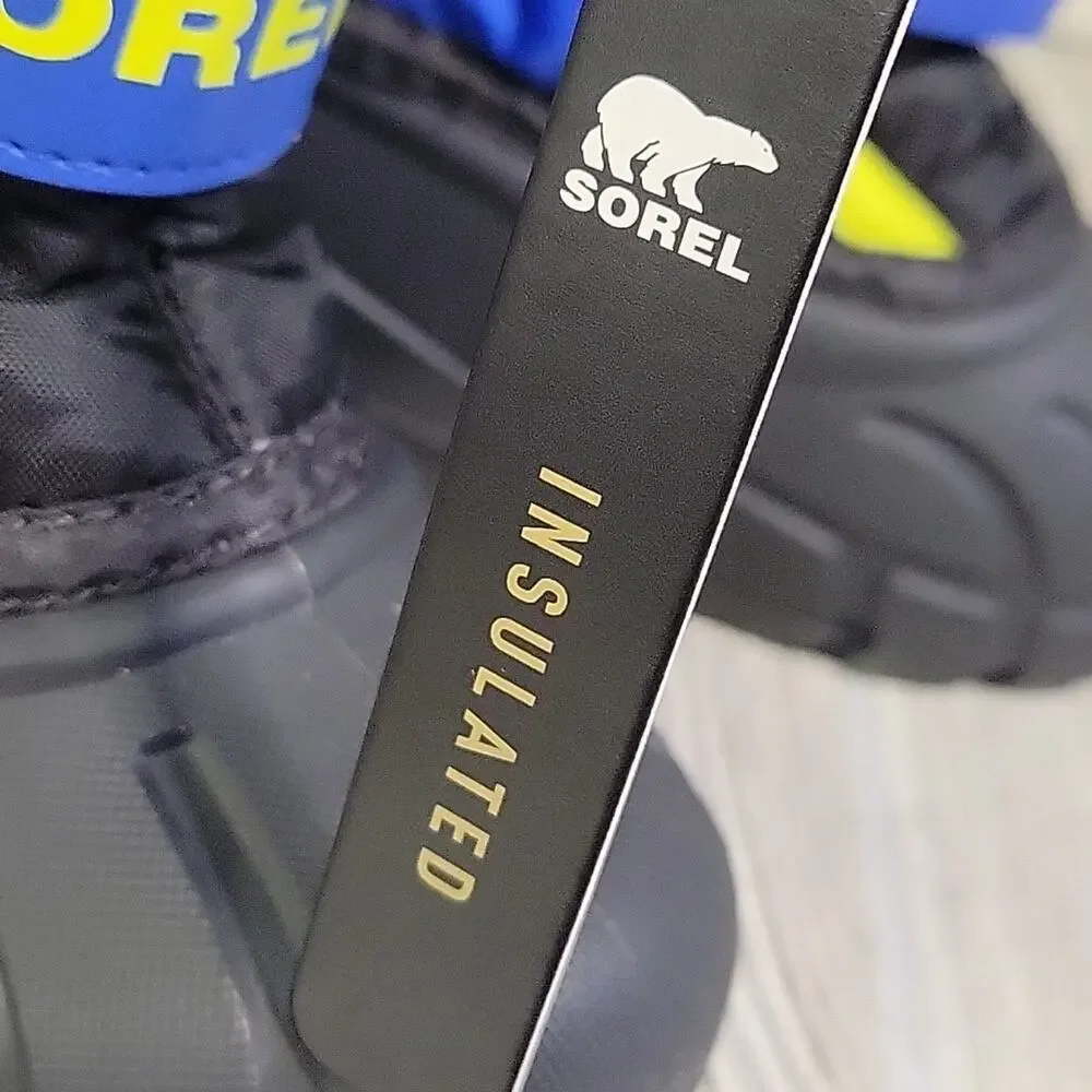 Sorel Kids Flurry Snow Boots Black & Super Blue Toddler Size 8 NEW